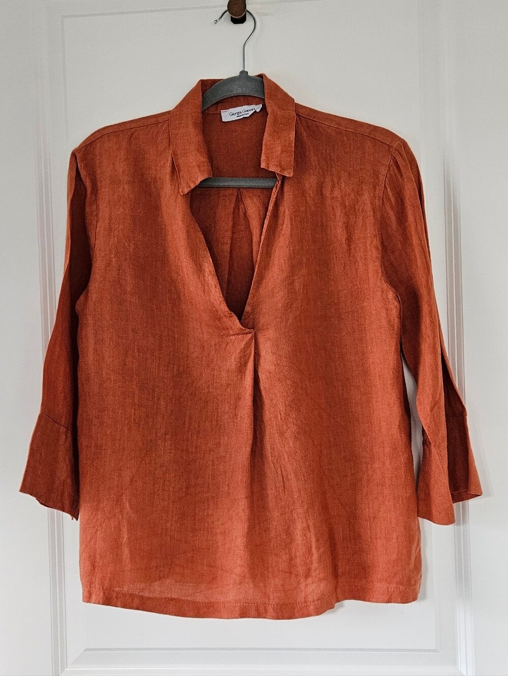 Italian Linen V-Neck Tunic Top Size M.